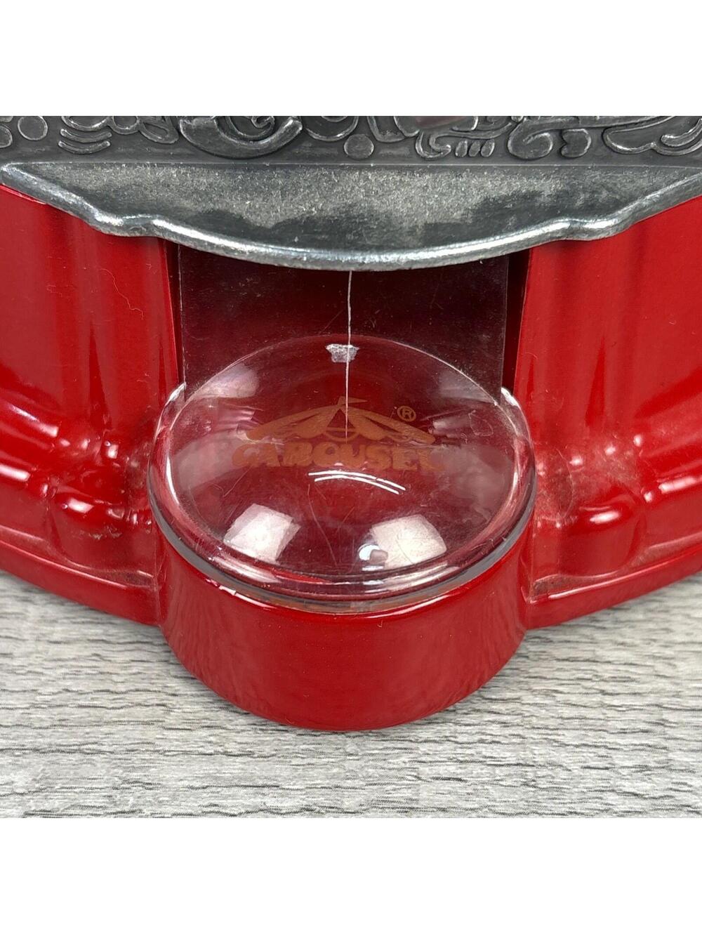Vintage Red Carousel 1985 Gumball Candy Machine Metal Bank Glass Globe - 10.8" - Picture 4 of 14